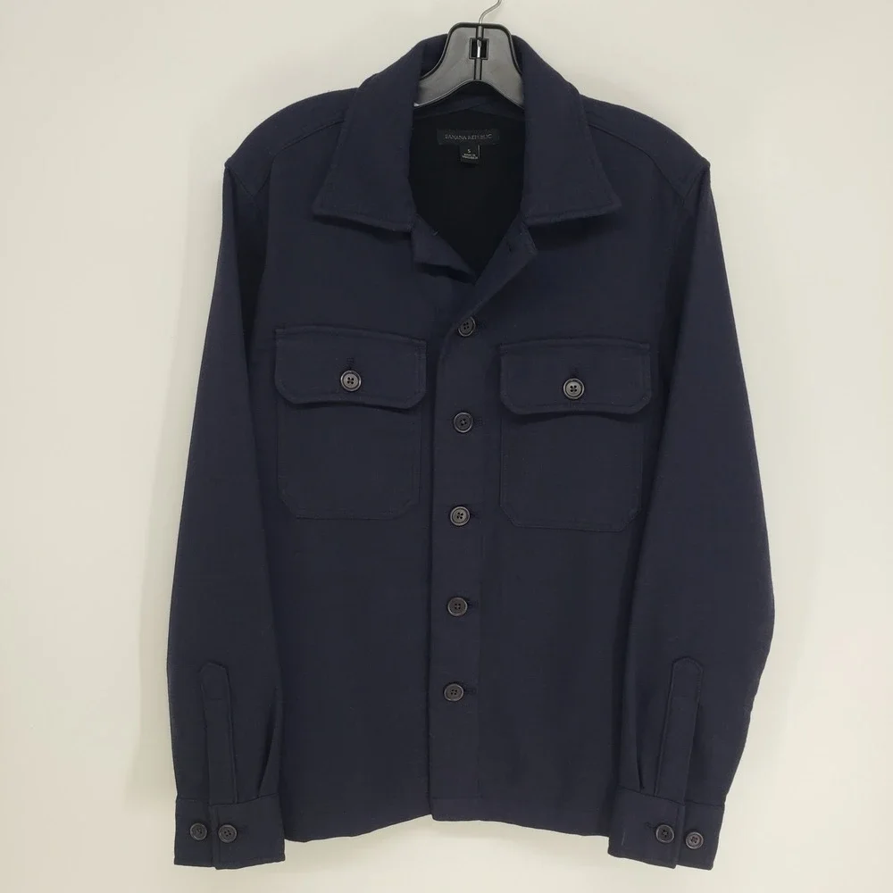Banana Republic Navy Blue Shirt Jacket Mens Size Small Utility Shacket Pockets